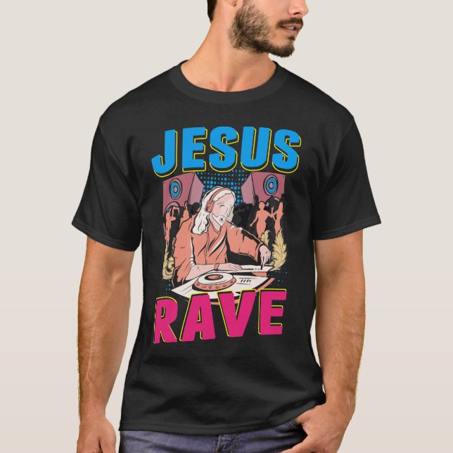 Camiseta Techno Jesus Religion Retro Música electrónica de  (Anverso)