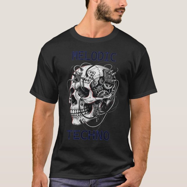 Camiseta Techno Melódico Circuito de Cráneo (Anverso)