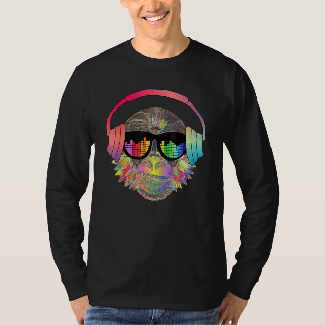 Camiseta Techno Monkey Rave DJ Music Electro Festival Hards (Anverso)