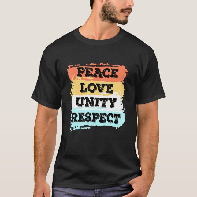 Camiseta Techno Music Peace Love Unity Respect Rave Fiesta  (Anverso)