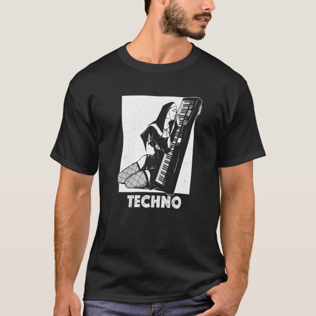 Camiseta Techno Nun House DJ Breakcore Cybergrind Premium (Anverso)