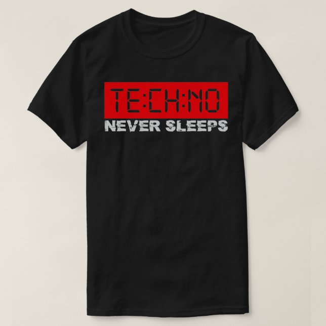 Camiseta Techno Nunca Duerme Techno Watch, Techno Rave, Ra (Diseño del anverso)