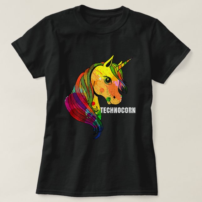 Camiseta Techno Unicorn Trance EDM Rave (Diseño del anverso)