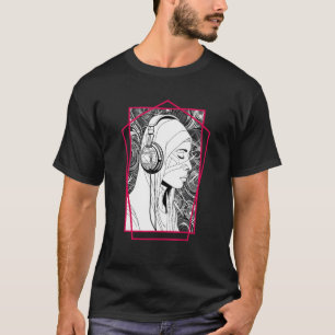 Camiseta Techno Vaporwave Nun Christian God Music Auricular