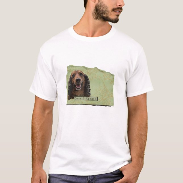 Camiseta Teckle/Dachshund en verdes (Anverso)