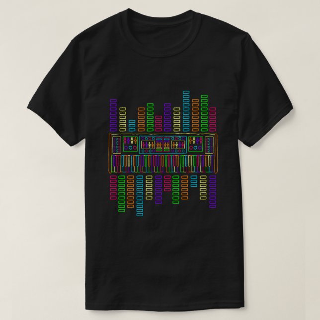Camiseta Teclado análogo sintetizador de sintetizador de pi (Diseño del anverso)