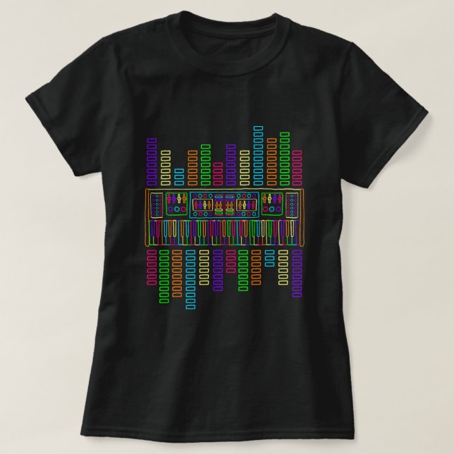 Camiseta Teclado análogo sintetizador de sintetizador de pi (Diseño del anverso)