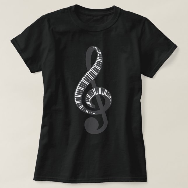 Camiseta Teclado Cuano Piano Treble Clef Music Note Música  (Diseño del anverso)