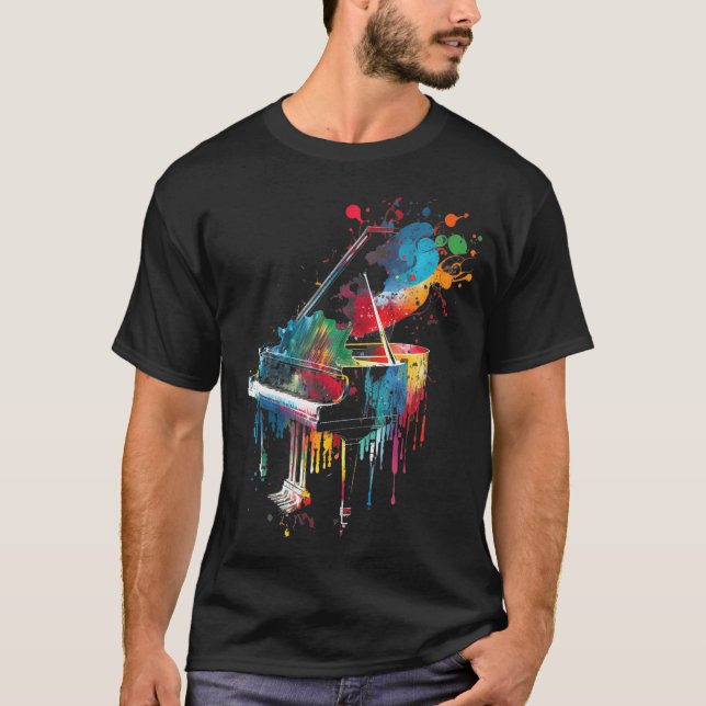 Camiseta Teclado de compositor de jazz de piano de brillo (Anverso)