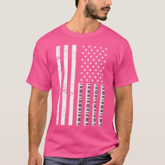 Camiseta Teclado De Pianista Música Clásica Bandera De Ee.