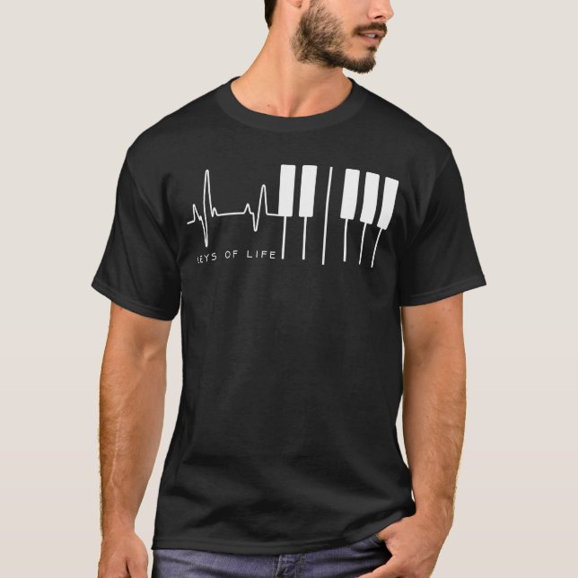 Camiseta Teclado de piano de las teclas de la vida (Anverso)