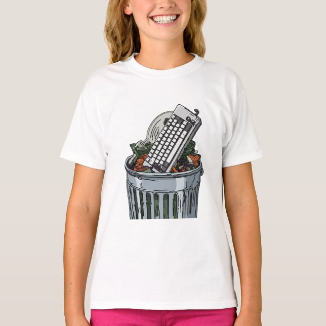 Camiseta Teclado en cubo de basura (Anverso)