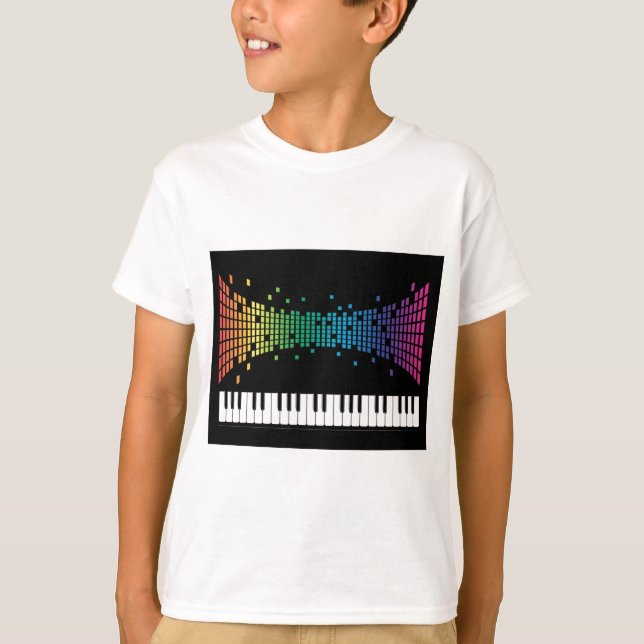 Camiseta Teclado instrumental de piano musical multicolor (Anverso)