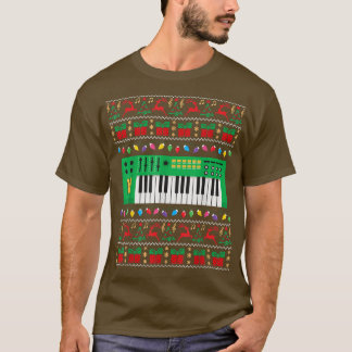 Camiseta Teclado musical Navidades feos luces de navidad su