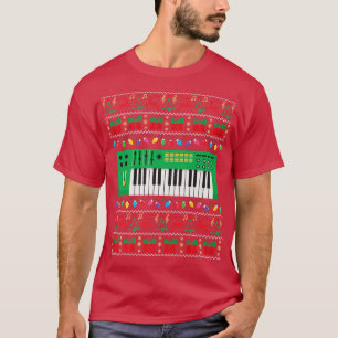 Camiseta Teclado musical Navidades feos luces de navidad su