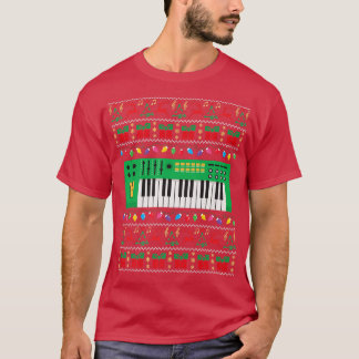 Camiseta Teclado musical Navidades feos luces de navidad su
