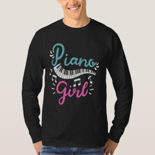 Camiseta Teclado Piano Chica Pianista Reproductor de Piano