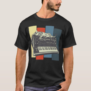 Camiseta Teclado sintetizador modular Gato analógico vintag