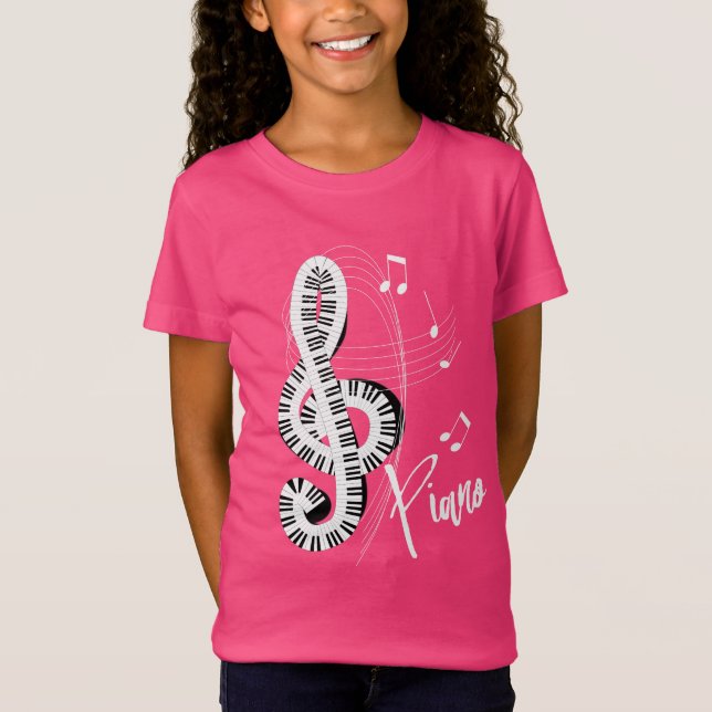 Camiseta Teclado Treble Clef Fun Music Notes Piano Graphic (Anverso)