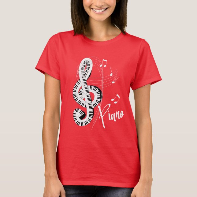 Camiseta Teclado Treble Clef Fun Music Notes Piano Graphic (Anverso)