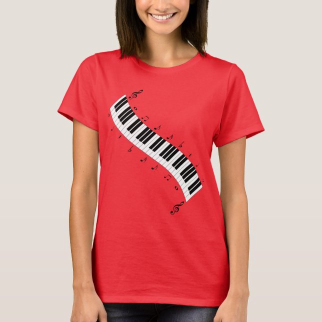Camiseta Teclado Wavy Piano, diseño popular, (Anverso)