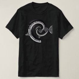 Camiseta Teclas de piano Diseño de arte de mano de esquelet