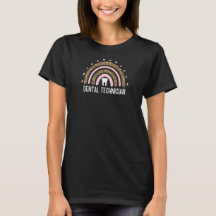 Camiseta Técnicas dentales de mujeres leopardo de arco iris