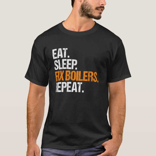 Camiseta Técnico de Caldera Comer Dormir Rutina (Anverso)