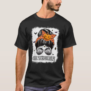 Camiseta Técnico de diálisis Messy Bun Spooky Calabaza Hall