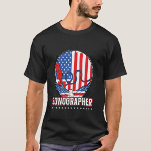 Camiseta Técnico de Ecografía Bandera Americana Sonógrafo
