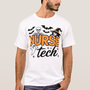 Camiseta Técnico de enfermería - Halloween - con esqueleto,