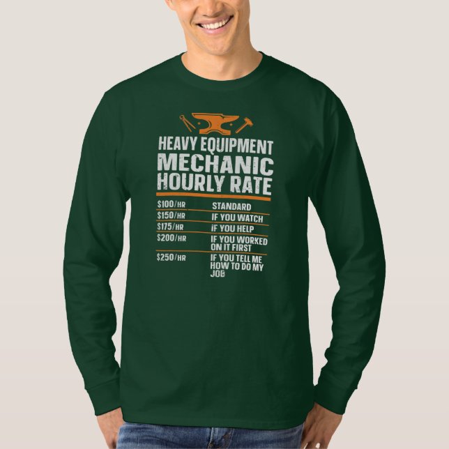 Camiseta Técnico de equipo pesado Mecánico de trabajos pesa (Anverso)