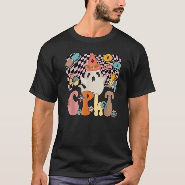 Camiseta Técnico de Farmacia Groovy Retro Flor Farmacéutico (Anverso)