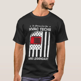 Camiseta Técnico de HVAC Americano Bandera de EE. UU. Mecán