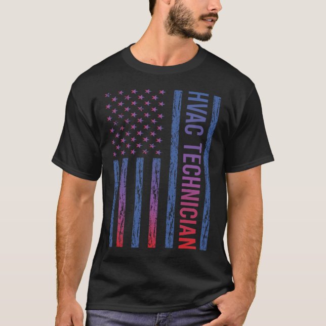 Camiseta Técnico de HVAC de Bandera de Estados Unidos (Anverso)