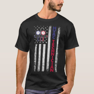 Camiseta Técnico de HVAC Hombres Bandera Estadounidense Re