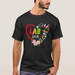 Camiseta Técnico de Laboratorio Médico Floral Heart Lab Sem