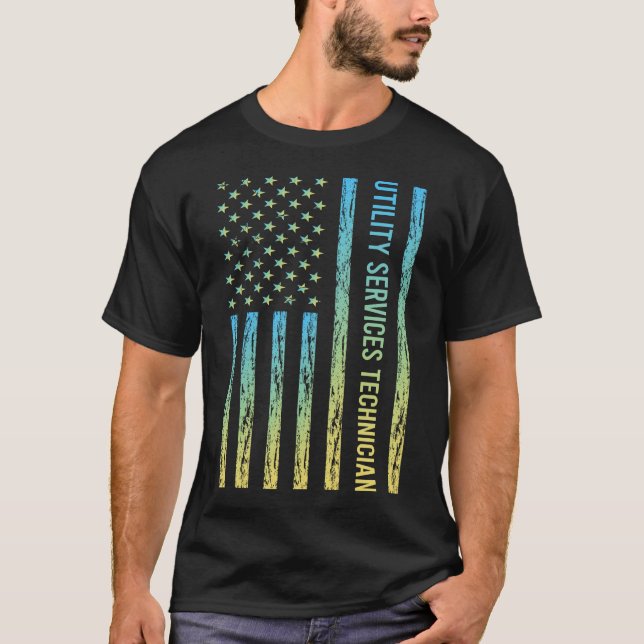 Camiseta Técnico de Servicios Públicos Azul Amarillo (Anverso)