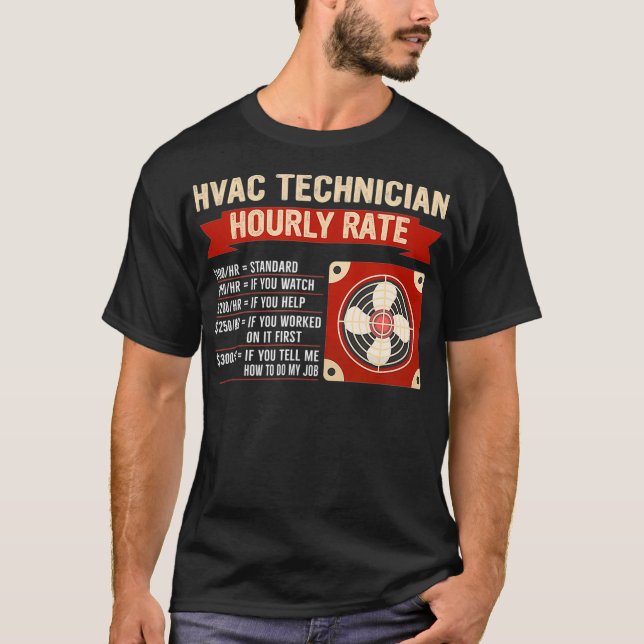 Camiseta Técnico Hvac Reparadores De Tarifas Horarias Y Mec (Anverso)
