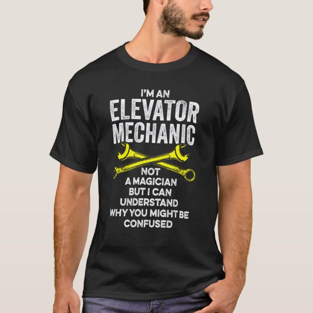 Camiseta Técnico Mago de Mantenimiento Mecánico de Ascensor (Anverso)