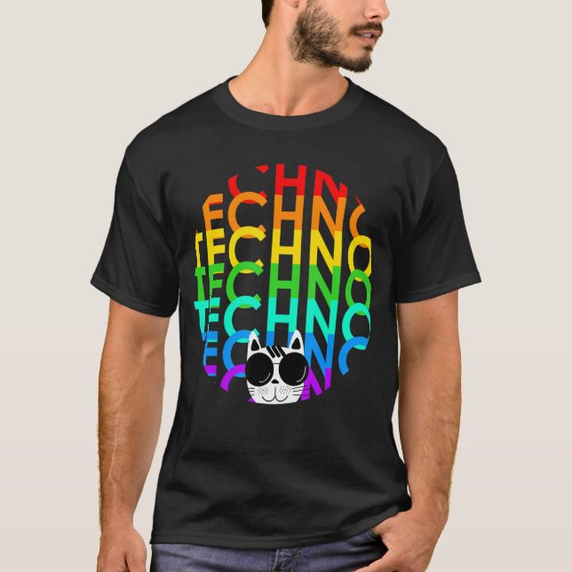 Camiseta Tecno Cat Dub Step Electro Music Synthesizer (Anverso)