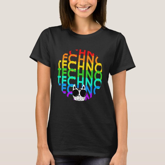 Camiseta Tecno Cat Dub Step Electro Music Synthesizer (Anverso)
