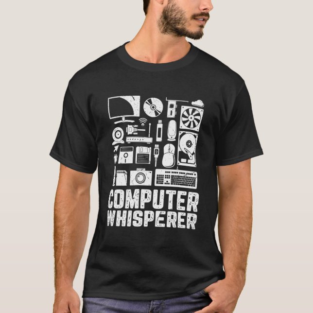 Camiseta Tecnología divertida de ordenador Whisperer Admite (Anverso)