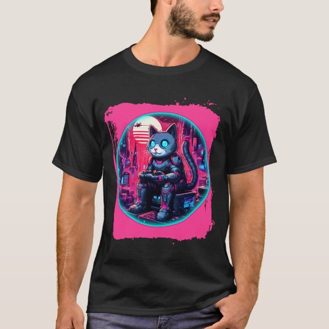 Camiseta Tecnología Felina Futurista (Anverso)