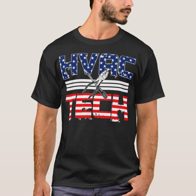 Camiseta Tecnología HVAC Regalos Patriótica Bandera Estadou (Anverso)
