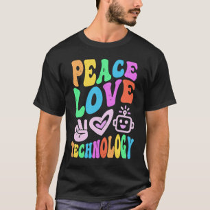 Camiseta TECNOLOGÍA Vintage PAZ AMOR Retro Enseñar Ordenado