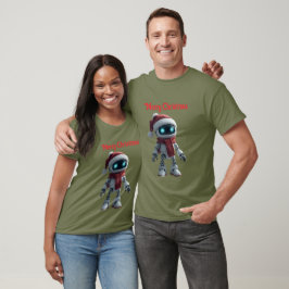 Camiseta tecnológica navideña de robot lindo