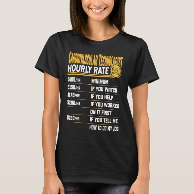 Camiseta Tecnólogo Cardiovascular De Tasa Horaria Cath Lab  (Anverso)