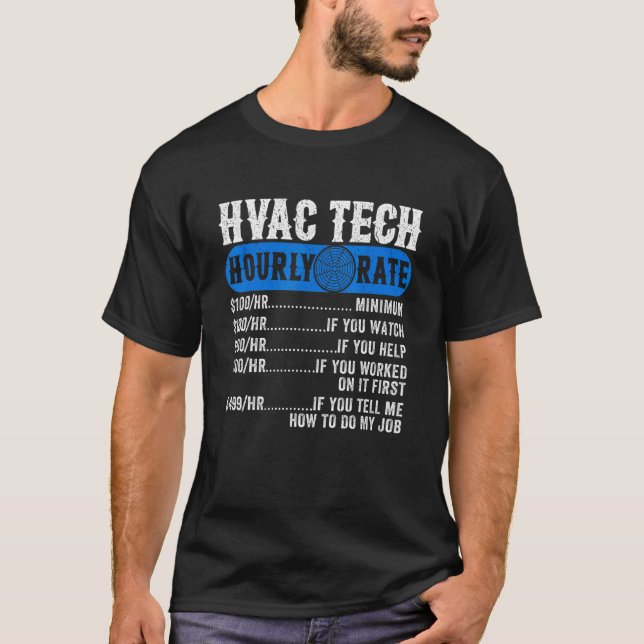 Camiseta Tecnólogo de HVAC con tarifa horaria retro AC Repa (Anverso)