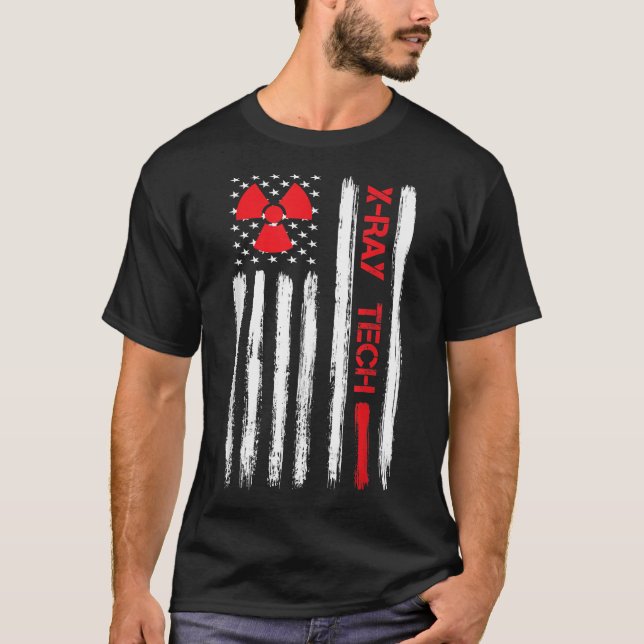Camiseta Tecnólogo de Rayos X de Rad Tech Bandera Estadouni (Anverso)